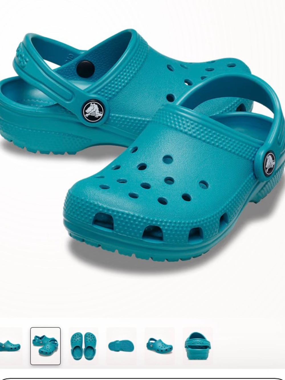 CROCS Big Kids Teal Classic Clog Sandals
